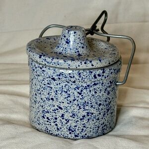 Artisan Blue and White Speckled Ceramic Canister